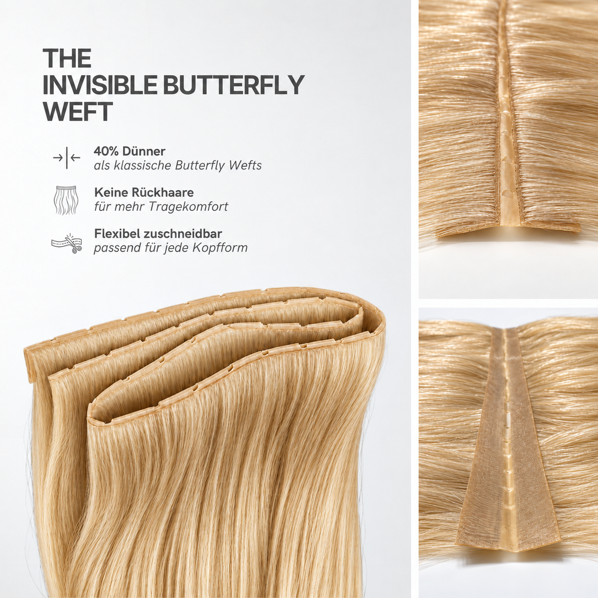 40 cm | Invisible Butterfly Weft | No. 24 mittelblond-gold