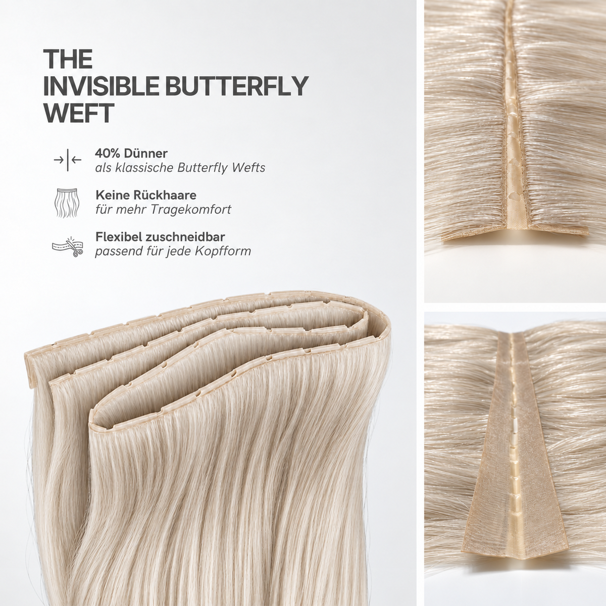 40 cm | Invisible Butterfly Weft | No. 60A hellblond-asch