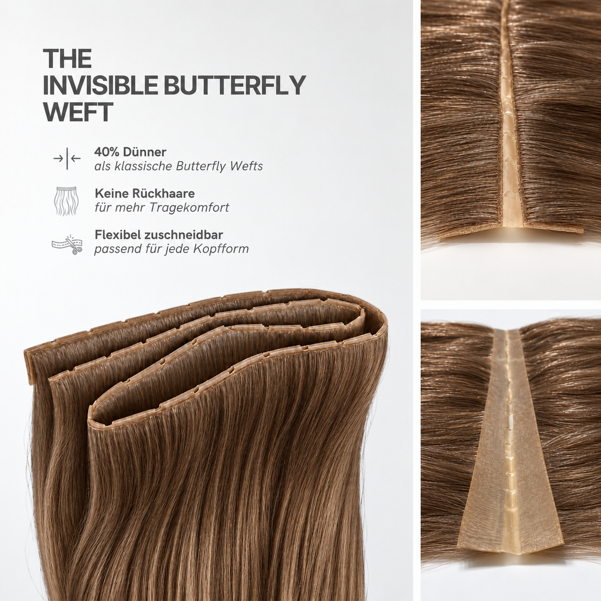 40 cm | Invisible Butterfly Weft | No. 06 mittelbraun