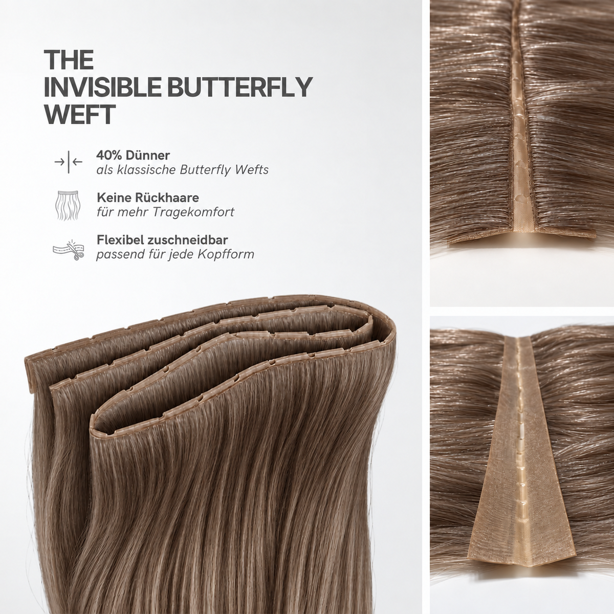 40 cm | Invisible Butterfly Weft | No. 07 aschbraun