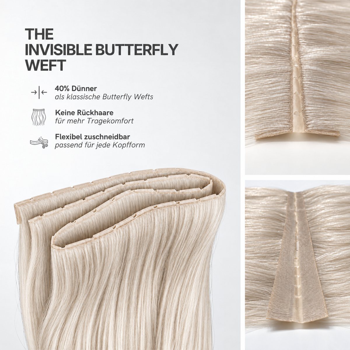 40 cm | Invisible Butterfly Weft | No. 60 hellblond