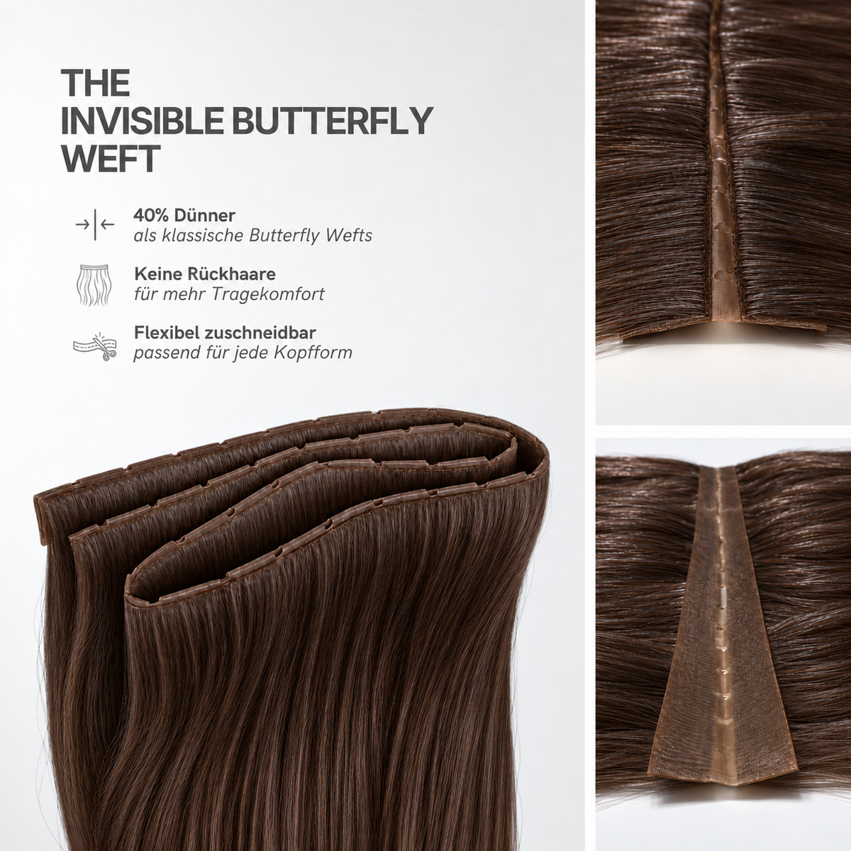 40 cm | Invisible Butterfly Weft | No. 02 dunkelbraun