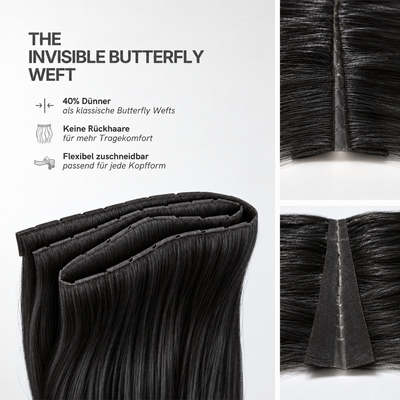 40 cm | Invisible Butterfly Weft | No. 01 schwarz