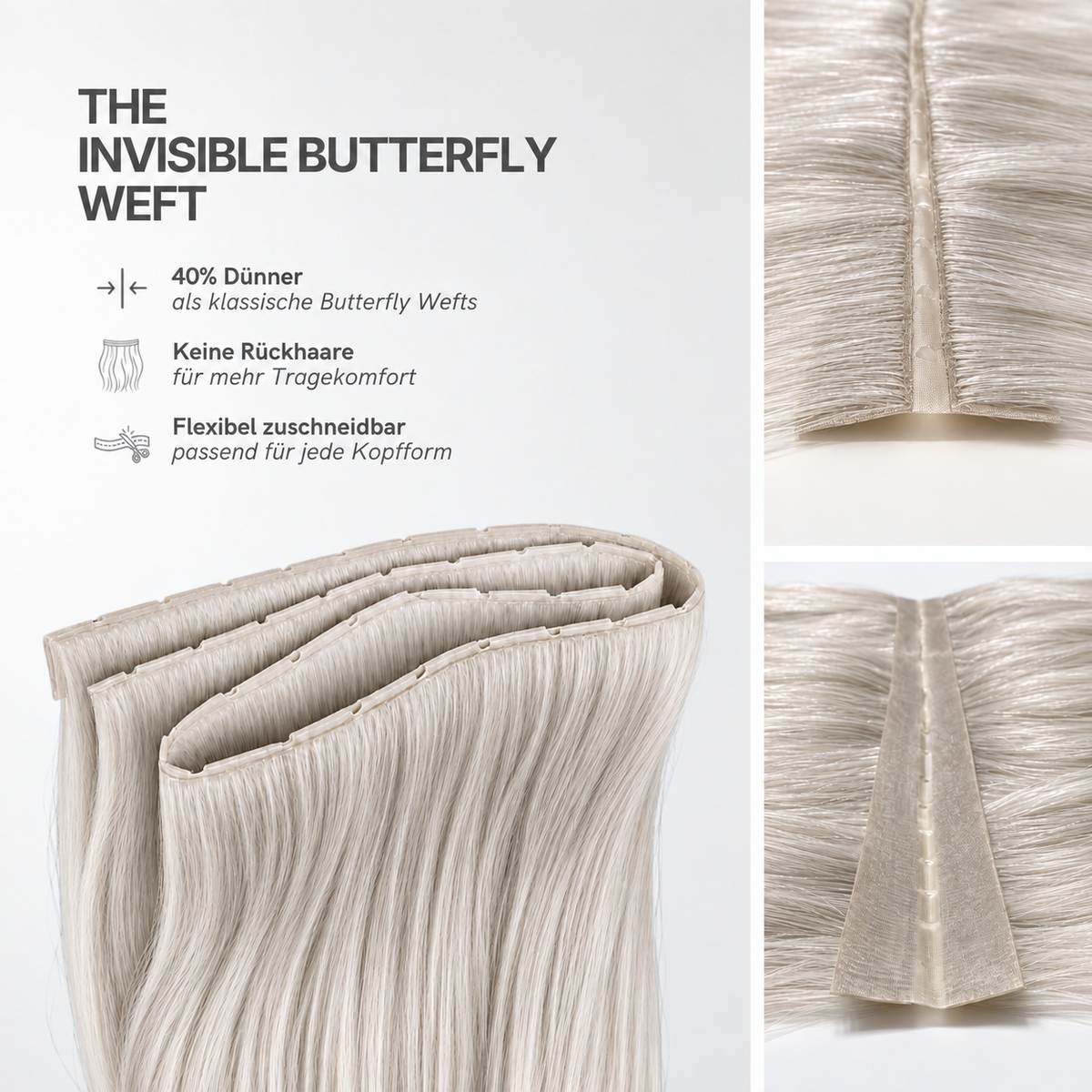 40 cm | Invisible Butterfly Weft | No. Silver