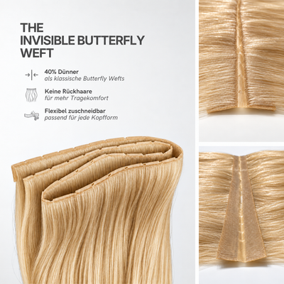 40 cm | Invisible Butterfly Weft | No. 24 mittelblond-gold