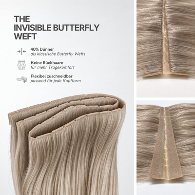 40 cm | Invisible Butterfly Weft | No. 18A dunkelblond-asch