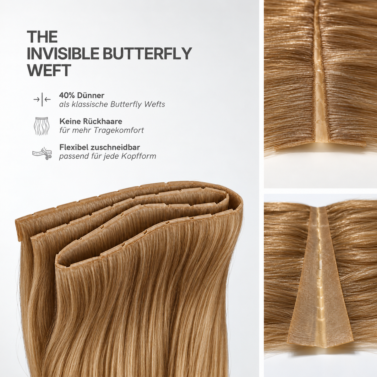 40 cm | Invisible Butterfly Weft | No. 08 hellbraun