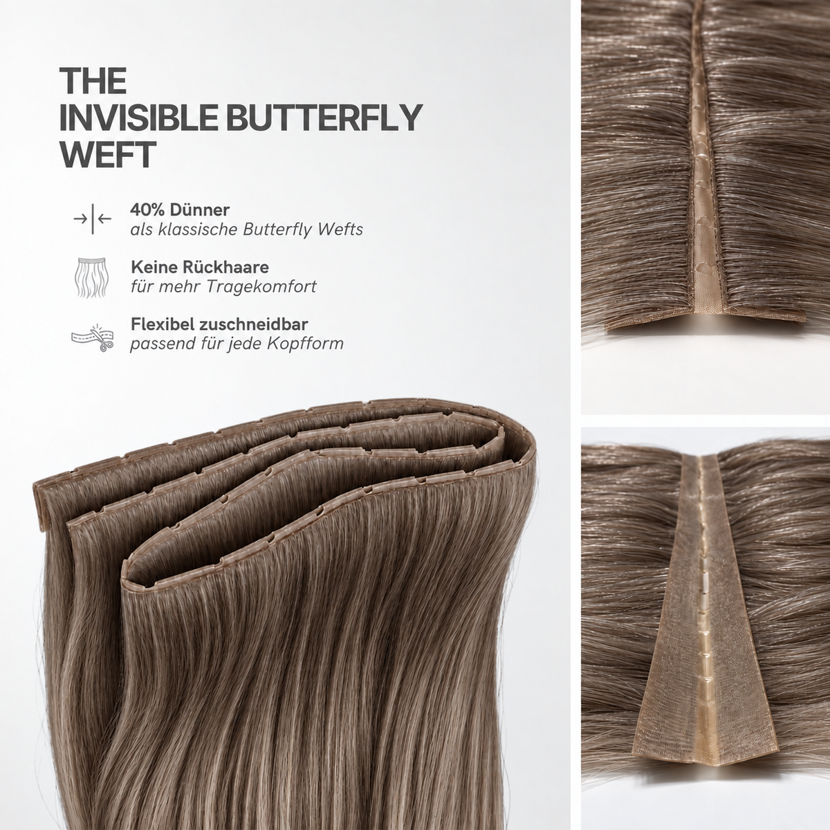 40 cm | Invisible Butterfly Weft | No. 7A castaño cenizo frío