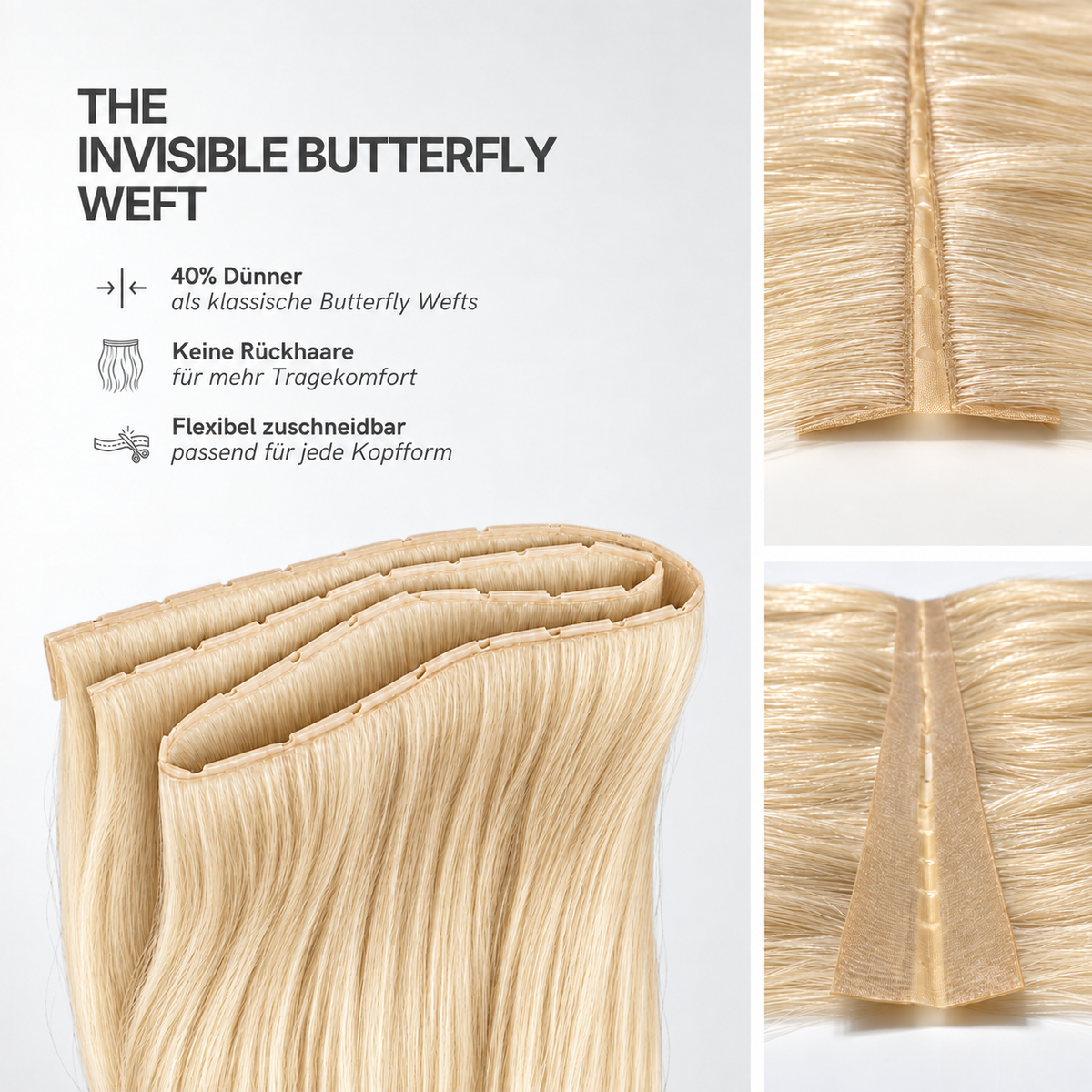 50 cm | Invisible Butterfly Weft | N.º 613 rubio claro dorado